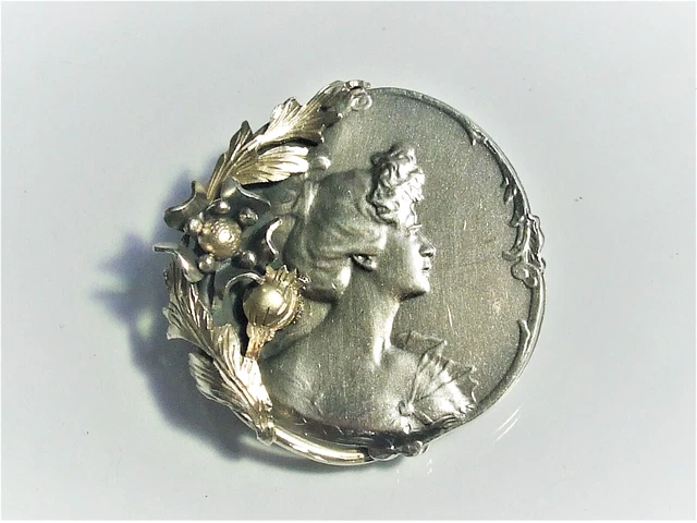 Belle Broche Fleurs Ancienne XXL 1950 En Vermeil Argent - Hauteur 10.2cm