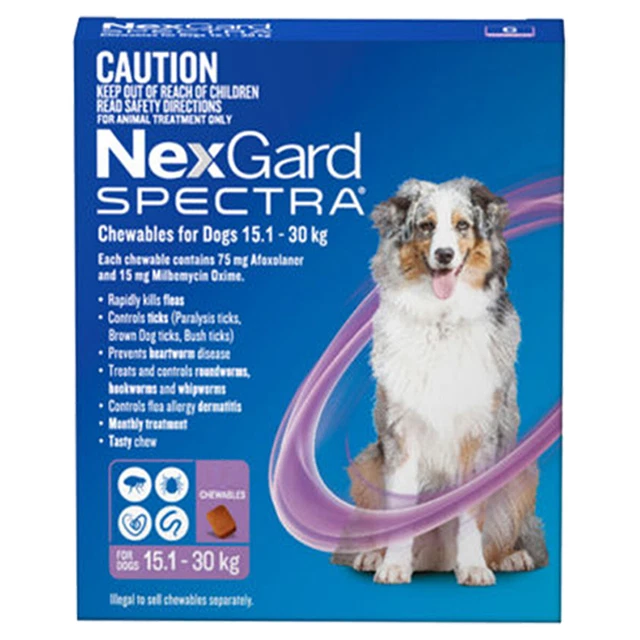NEXGARD SPECTRA FLEA Ticks Heartworm Intestinal Worm for Dogs 15.1
