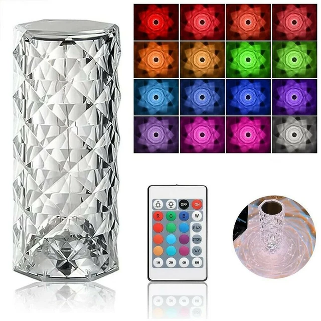 3 Modelli Di Lampada Da Tavolo Diamantata Led Ricaricabile Touch Cristallo