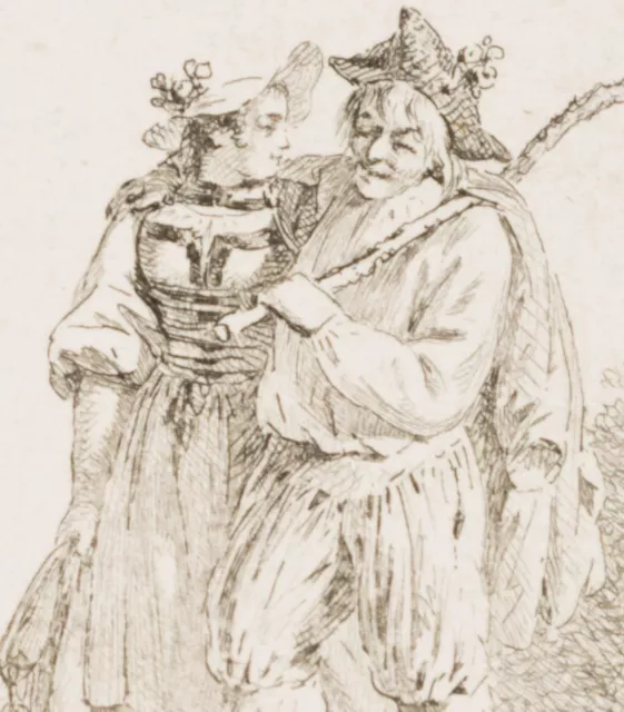 A. KÖNIG (1722-1787), Wandersmann mit junger Frau, KSt. Klassizismus Trachten