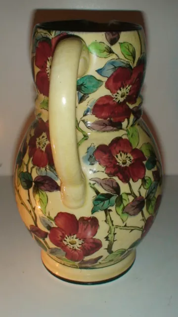 Tuscan Decoro Art Deco Haind Painted Floral Motif Art Pottery  Pitcher  England 2