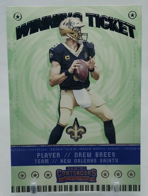 2020 Panini Contenders Football Drew Brees Winning Ticket Card No. WT6 Saints