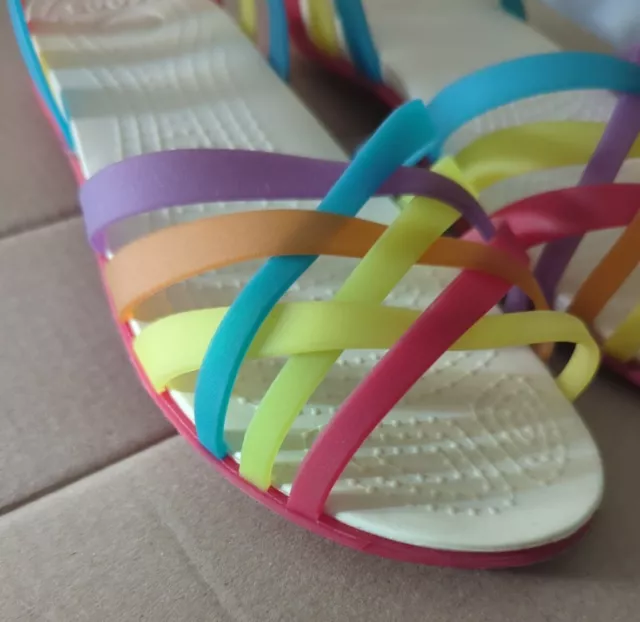 Crocs Isabella Huarache Rainbow Peep Toe Sandal, Flat Size W 7, teacher, casual 3