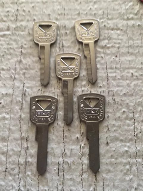 Vintage (5)Curtis H27 Key Blanks Silver Key Lot Square Key Ford Door, Ignition