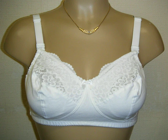 Ballet Nursing Bra White Size 32F Drop Cup Maternity Feeding Cotton Lace 445