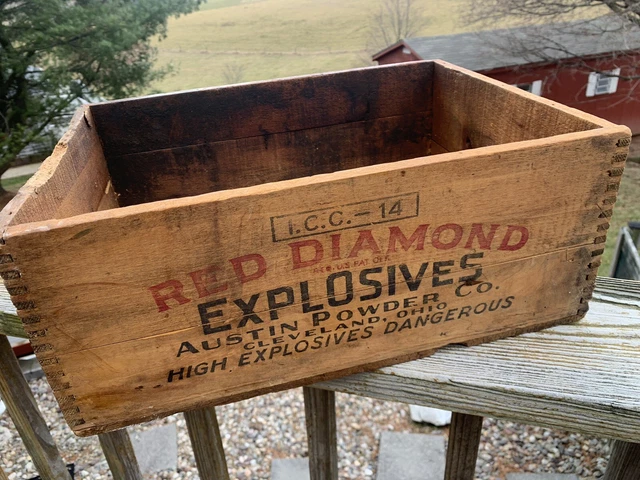 Vintage Red Diamond Explosives Austin Powder Co. Ohio Wooden Crate