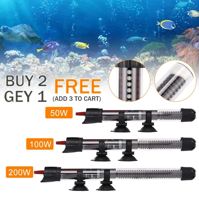 50W-200W Submersible Aquarium Fish Tank Heater Rod Heating Adjustable Temperatat