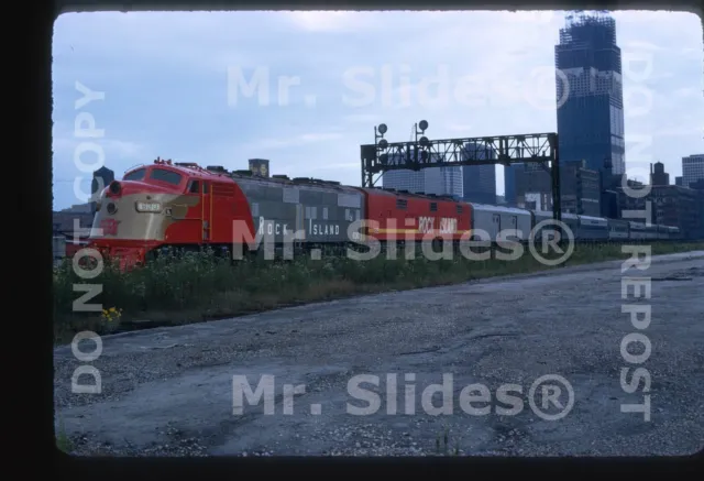 Original Slide CRIP Rock Island Fresh Paint E6A 630 & 1 W/Psgr Train Chicago IL