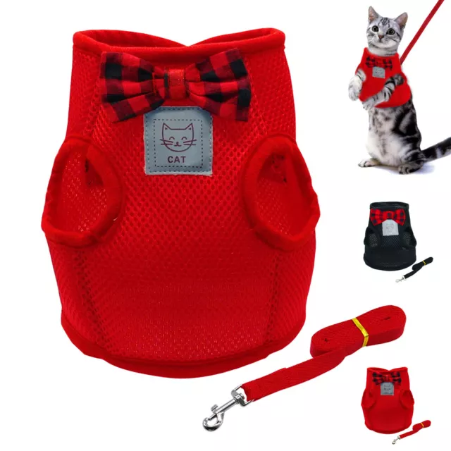 Small Cat Dog Harness and Leash Escape Proof Soft Mesh Padded Puppy Walking Vest