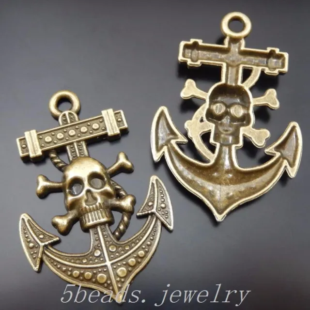 4 Stück Antike Bronze Legierung Piratenschiff Anker Charme Anhänger Kunst 50105