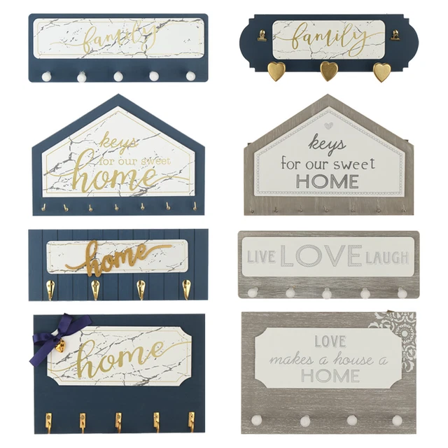 Cabinet Decoration Key Chain Holder Hanger Sticky On Wall Wood Storage Rack