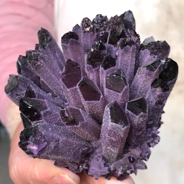 418g Find purple Phantom Quartz Crystal Cluster Mineral Specimen Healing X762