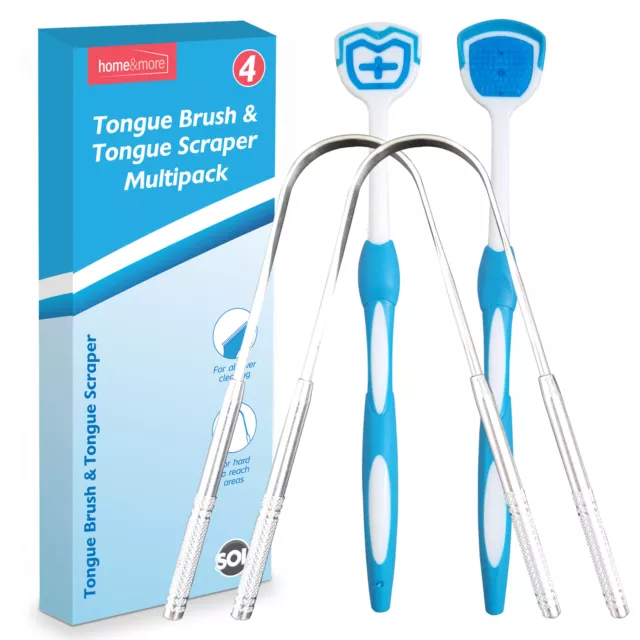 4pk Tongue Scraper Tounge Brush Cleaning Cleaner Dental Hygiene Oral Care Steel