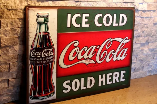 Ice Cold Coca Cola Sold Here Embossed Tin Licensed Limited Production Sign coke 3