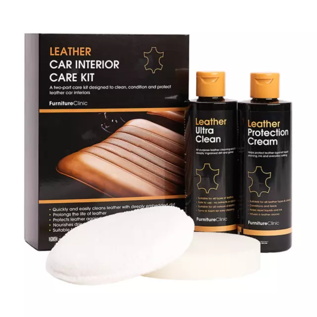 Leather Car Interior Care Kit - Cleans Conditions Protects Seats Bolsters