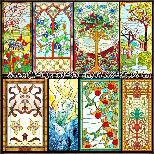 European Stained Glass Stickers Church Frosted Static Window Film Privacy