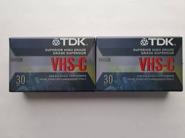 Lote de 2 cintas de casete en blanco para videocámara TC-30 TDK E-HG grado extra alto