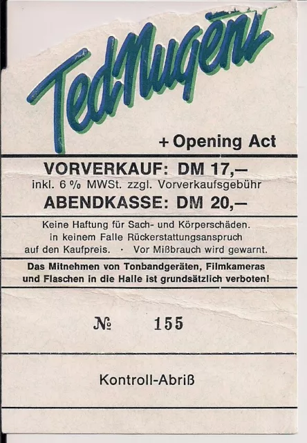 TED NUGENT & Red Baron Used Ticket Berlin 07.05.1979
