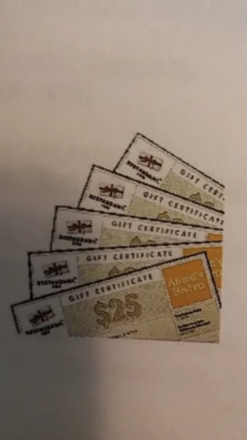(1) $100 Restaurant.com (Nationwide)Gift Certificates (Free Shipping)See Details