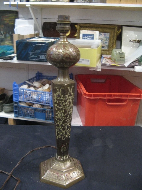 "151.2" Belle Et Ancienne Lampe En Laiton Richement Decore Style Cloisonnee