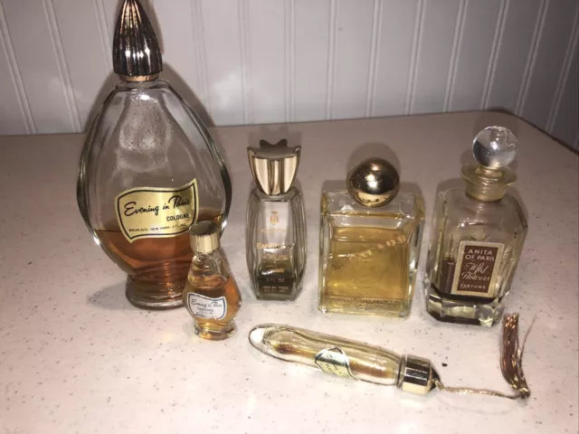 Lot Of 6 Vintage Perfume Bottles From An Estate Of An Elderly Lady ￼ Cologne Old