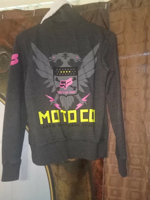 Fox Racing Women's Gray Moto Jacket with Shearling Collar Size XS