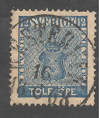 Sweden #8 (A2) VF USED SOTN - 1858 12o Coat of Arms