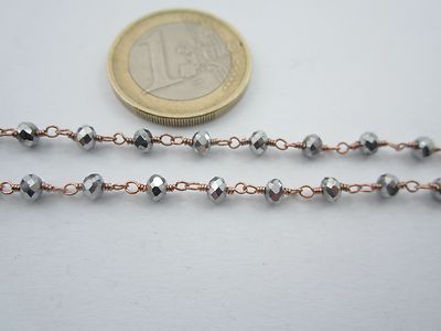 Avoria 1 metro catenina rosario color argento concatenata cristalli avorio 3,5 mm 