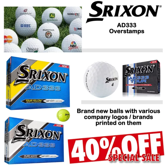 Srixon Ad333 Golf Balls New 2021 Overstamp Balls Ad333 Tour Company Logo's Etc.