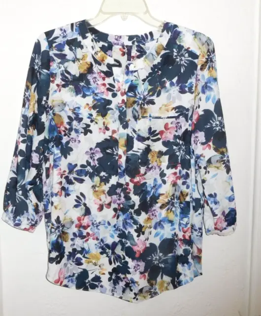 NYDJ Not Your Daughter's Jeans Women's Floral Blouse Size PS Petite Small