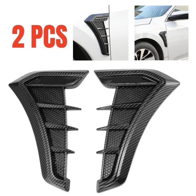 2x Universal Black Carbon Fiber Side Vent Car Air Flow Fender Grille Decorative