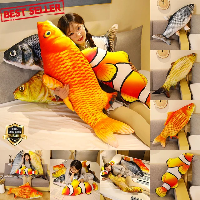 Big Fish Shape Pillow 3D Fish Plush Cushion Toys Stuffed Soft Animal Decor Gift