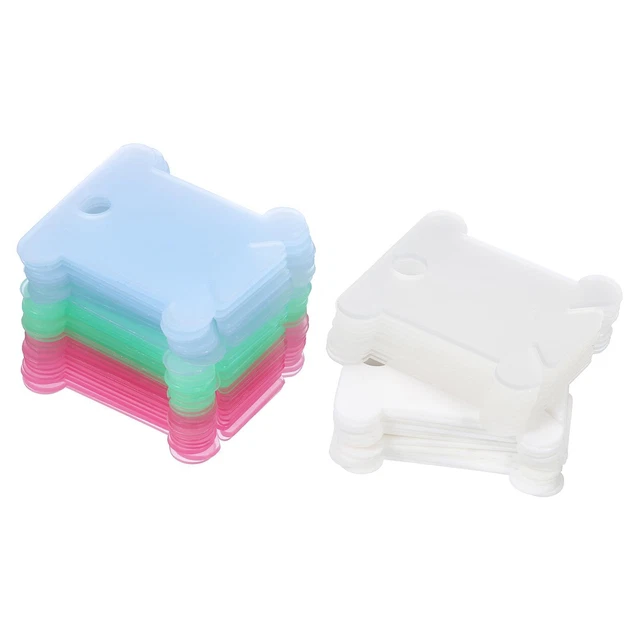 100 piezas placa de tarjeta de hilo de coser de hilo dental de plástico para bordar, multicolor