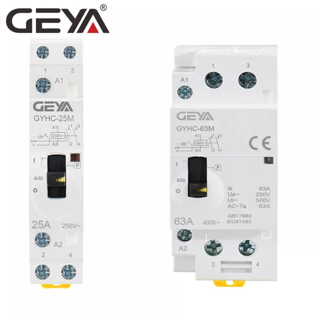 GEYA Contacteur ca modulaire 2p 16 - 63A 220V manuel maison contacteur Din Rail