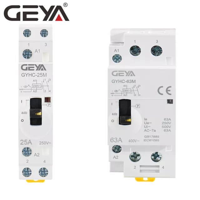 GEYA Modular AC Contactor 2P 16-63A 220V Manual Household Contactor Din Rail NEW