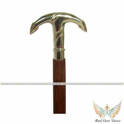 Designer Brass Anchor Head Handle Wooden Style Cane Walking Nautical Stick Gift