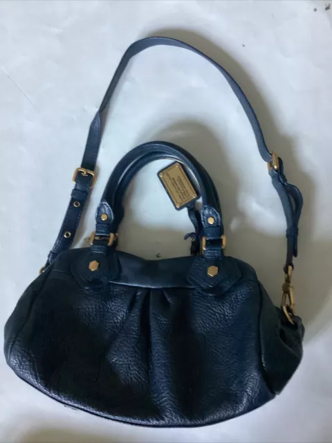 Marc By Marc Jacobs Classic Q 100% Cow Leather Navy Blue. Satchel Bag Used.