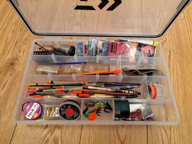 Coarse fishing tackle job lot Daiwa Tackle Box Terminal Tackle Floats Hooks