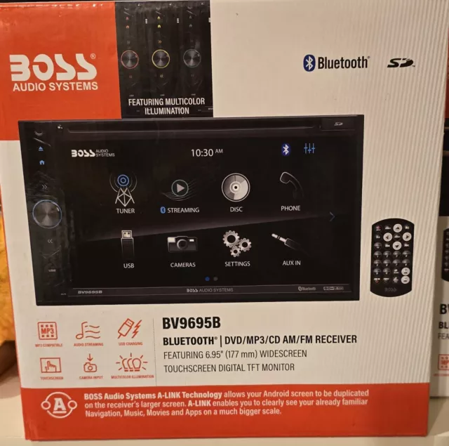 BOSS Audio BV9695B Car DVD Player NEW IN BOX 6.95 Inch Screen 320 Watt