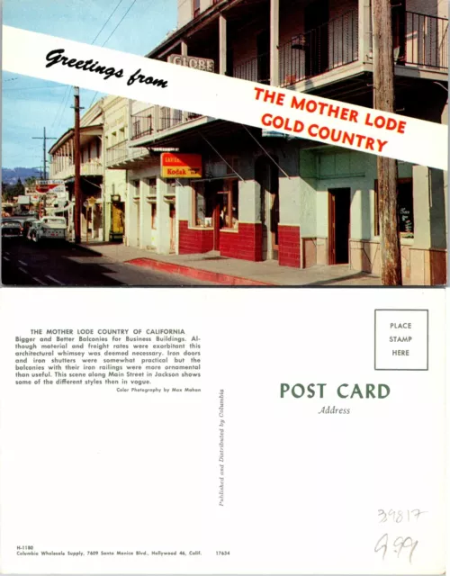 Mother Lode Gold Country Business Buildings Jackson CA Postcard Unused (39817)