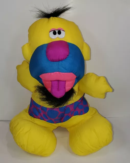 VTG 1992 Fisher Price Yellow Caveman Puffalump Stuffed Grunts Plush Parachute