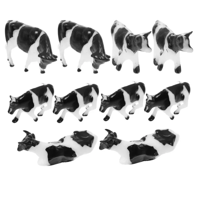 10Pcs Mini Cow Figurines for Bonsai & Farm Decor-