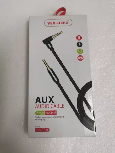 Ven-Dens 3.5mm Jack Audio Lead Aux Cable 90 Degree Right Angle for iPhone 1M MP4