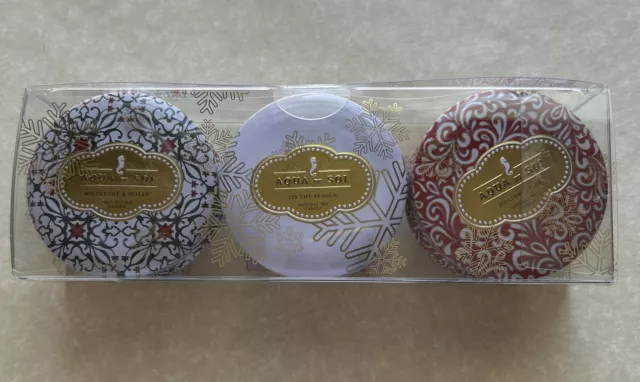 Aqua de Soi Travel Tin Holiday Candle Trio: Set Of 3 Soy Candles