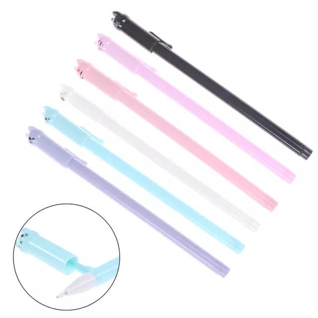 6PCS Cat Pens Kawaii 0.5mm Black Ball Point Gel Pen for School Office SupplR;c;