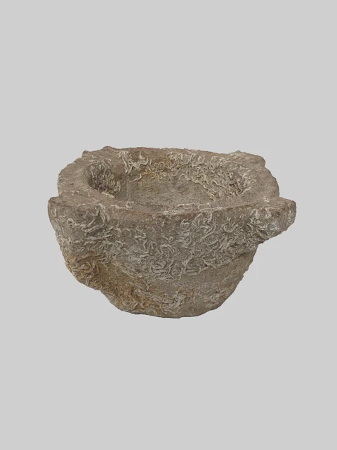 Mortier Et Pilon Sculpté Visage En Pierre Ou Marbre – Ustensile De Cuisine Ancien