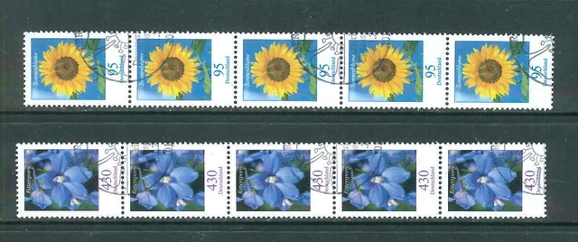 BRD / Bund Rollenmarken Blumen - Mi-Nr. 2434-2435 gestempelt - 5er Streifen