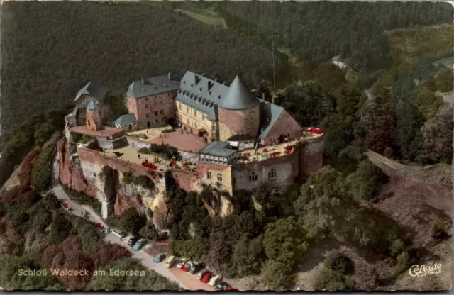 AK Schloß Waldeck am Edersee, tolle Luftaufnahme Cekade 1956 (Nr. 2215)