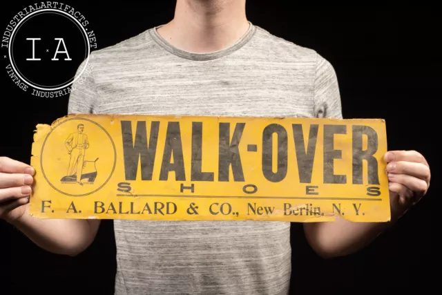 Antique Walk Over Shoes Cardstock Sign