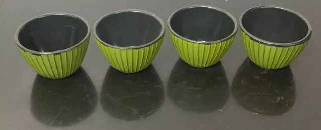 LOT de 4 tasses en FONTE verte - thé théière